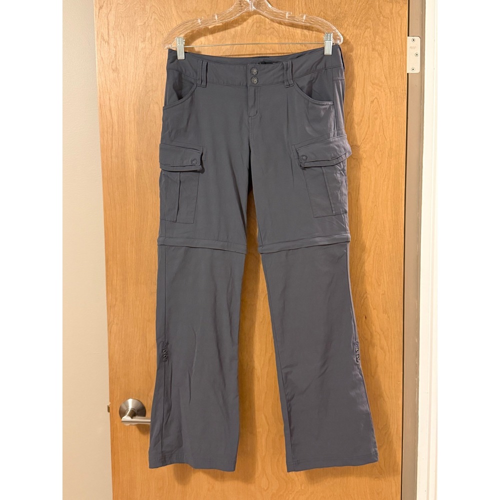 prAna Convertible Cargo Hiking Pants Womens 6 Gray Zip Off Legs Outdoor